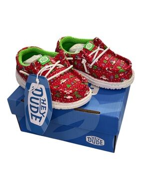 Hey Dude Wally Toddler Holiday Sweater Christmas Shoes Size C6 Red NIB